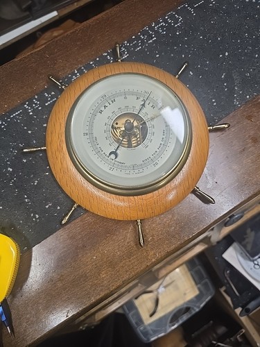 Antique barometer ships clock - barometer,