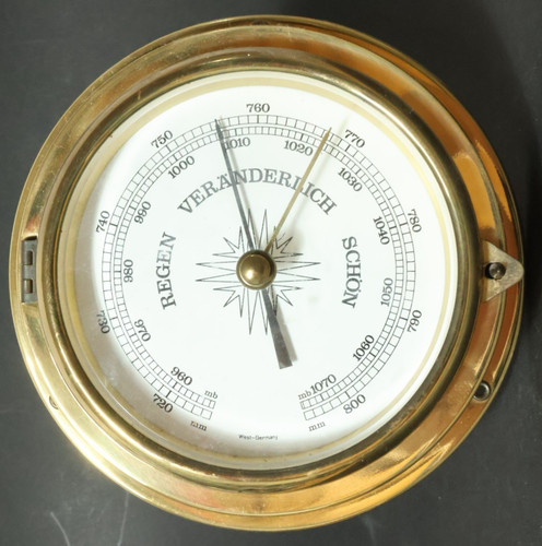 Barometer ship clock brass - ship's,