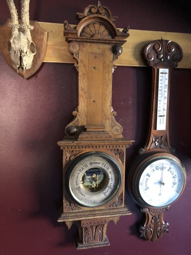 Antique aneroid barometer with - antique,