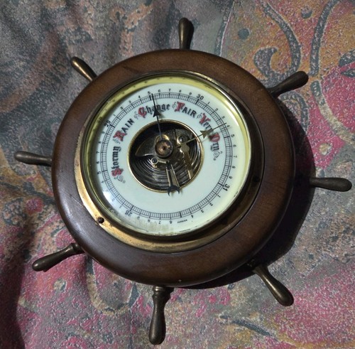 Nautical ship wheel barometer - ship,