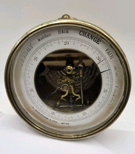 Antique brass barometer a - brass,