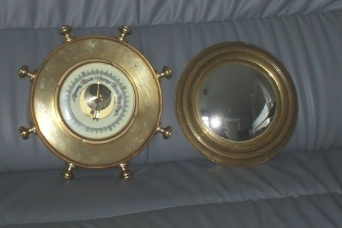 Antique brass ships wheel - ships,