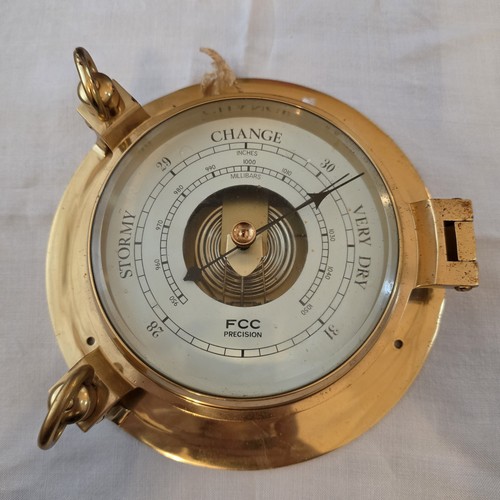 Heavy brass porthole barometer - heavy,