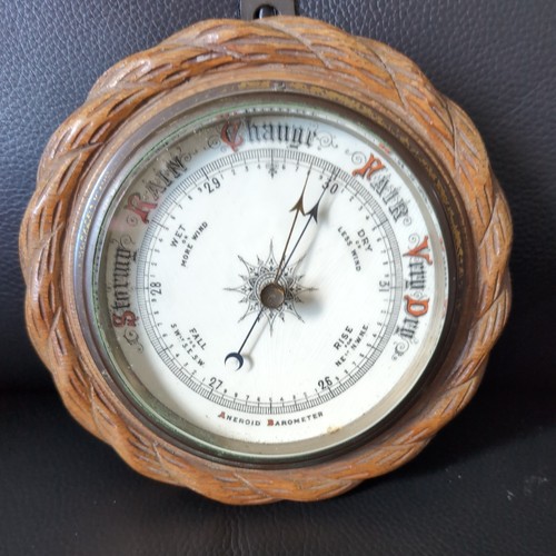 Antique victorian oak aneroid - victorian,